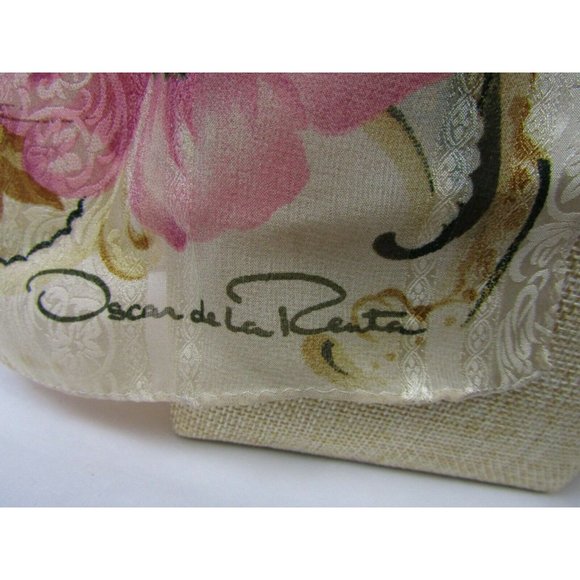 Vintage Oscar De La Renta Silk Scarf Pink Blue Floral Roses Long 52x11 - Picture 2 of 7